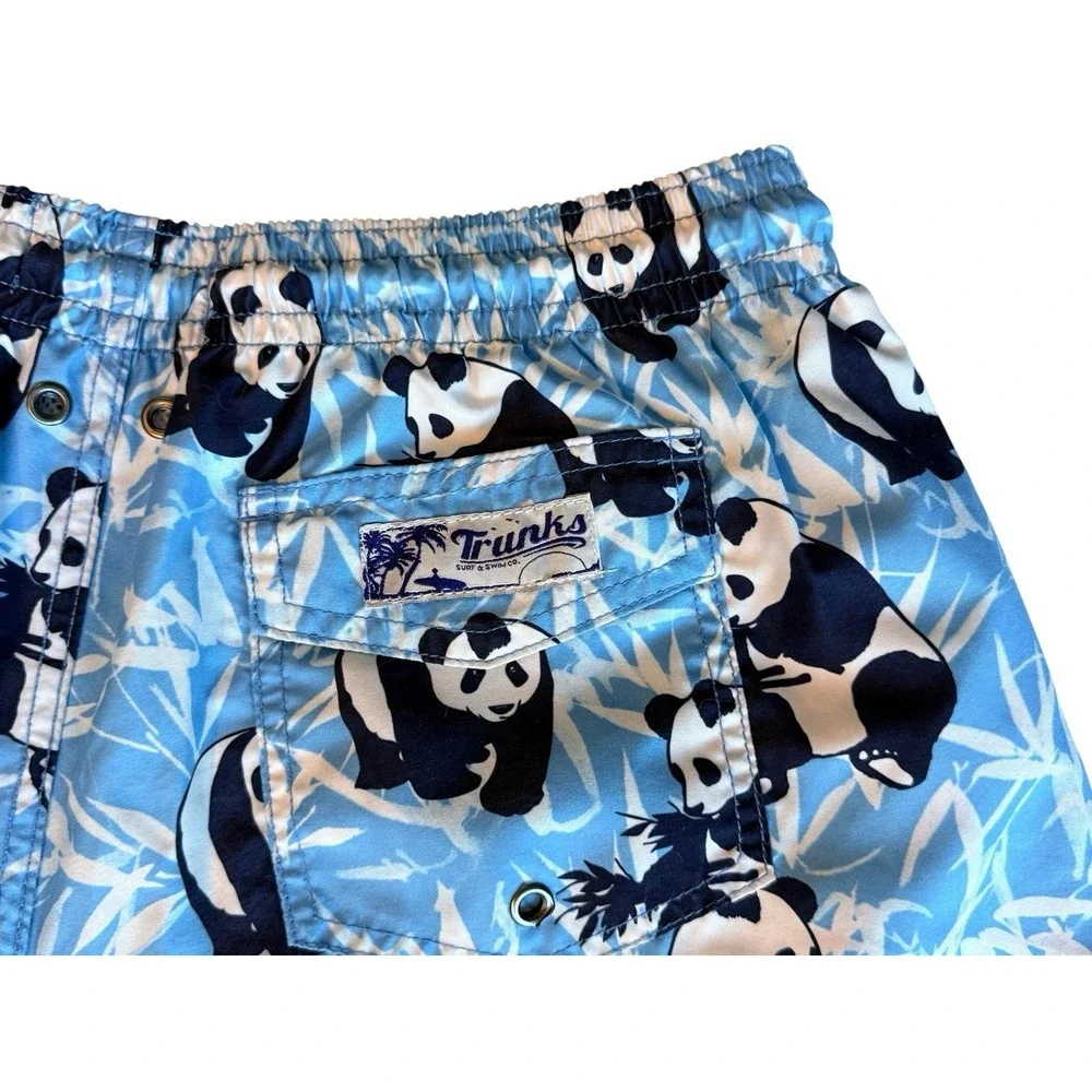 Trunks Brand Men Swim Trunks L Panda Bamboo‎ Blue Beach Mesh Lined Pool
